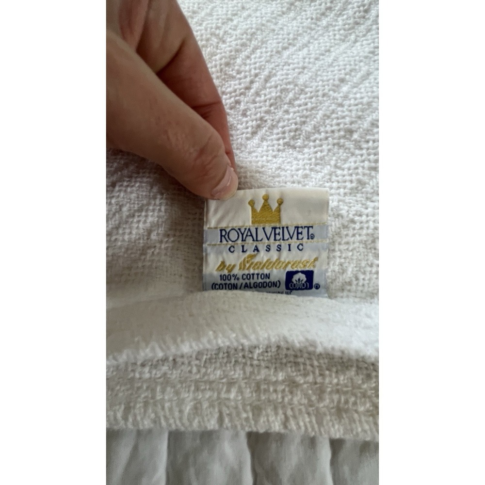 Vintage Fieldcrest Royal Velvet White Woven Cotton Full Queen Blanket Made USA - Picture 10 of 13